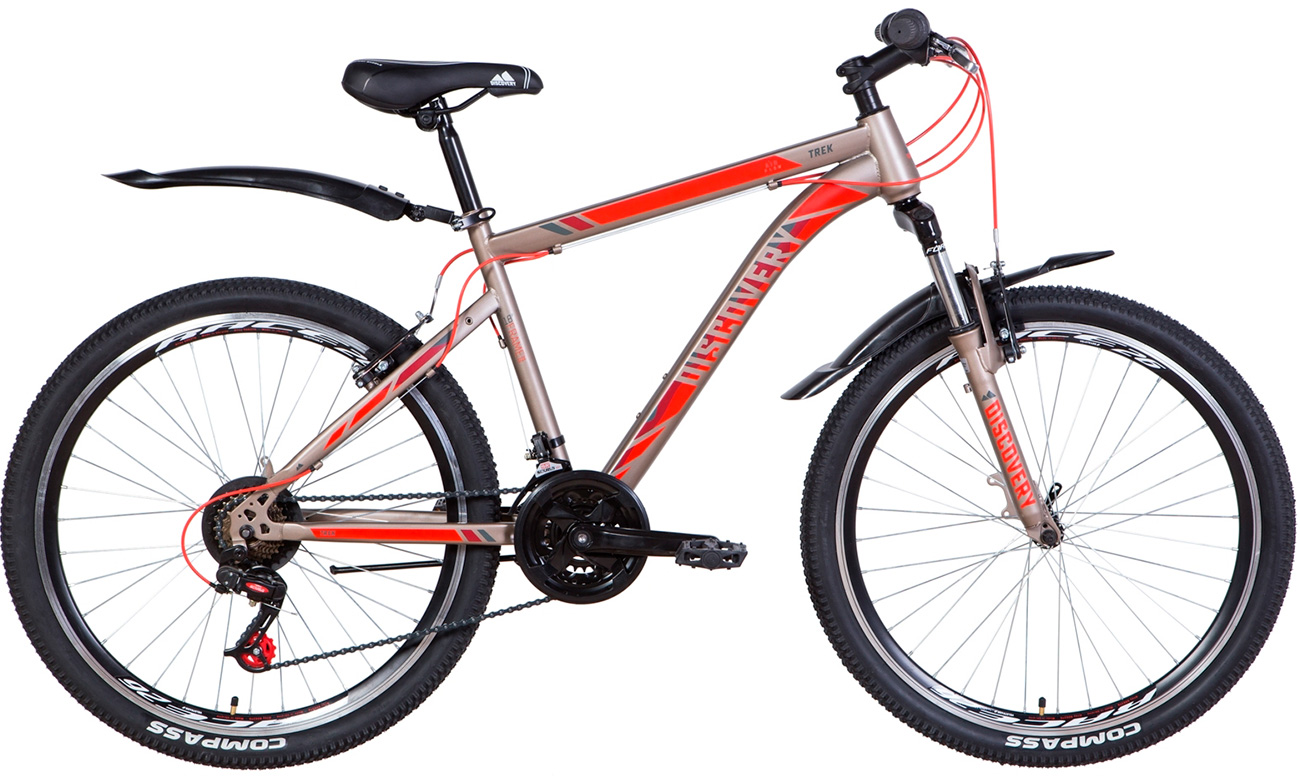 Фотография Велосипед Discovery TREK AM Vbr 26" (2021) 2021 Серо-красный